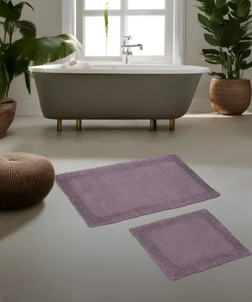 Damask Mürdüm Banyo Paspas Seti