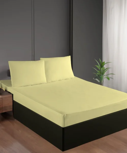 Hardal Renk Pamuk Saten Lastikli Çarşaf Seti 100*200+35