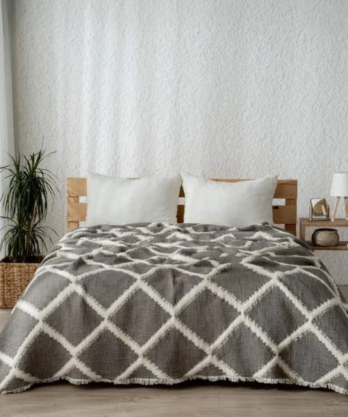 LUNO YATAK ÖRTÜSÜ 240*260 CM GRİ