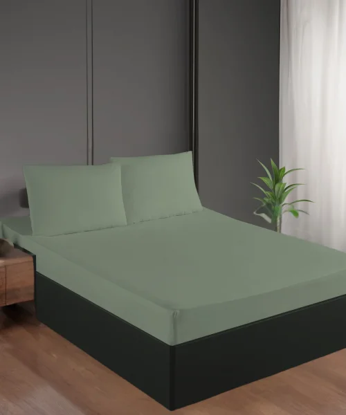 Mint Yeşili Pamuk Saten Lastikli Çarşaf Seti 100*200+35