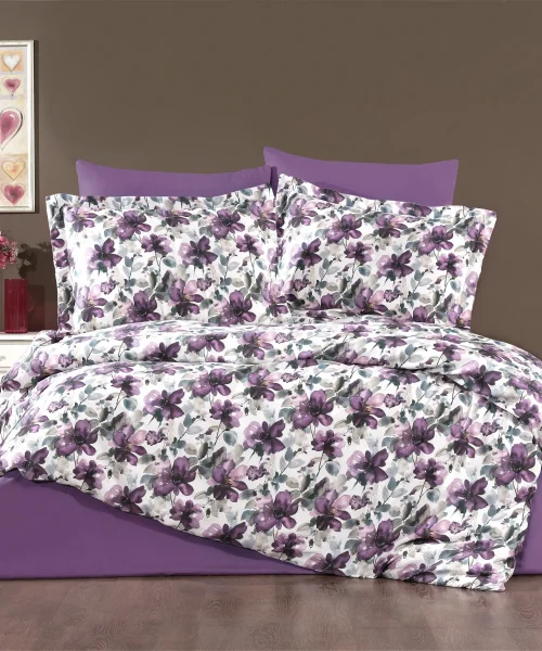 NOVA SATEN NEVRESİM TAKIMI ÇİFT KİŞİLİK NOTTE VIOLA