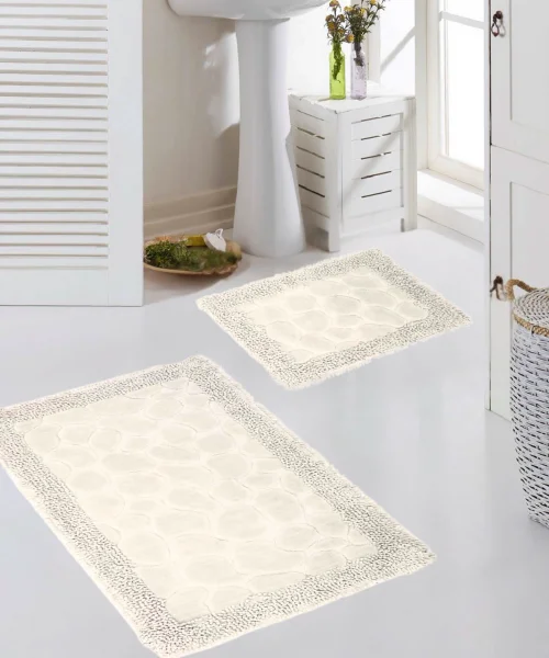 Taş Krem Banyo Paspas Seti