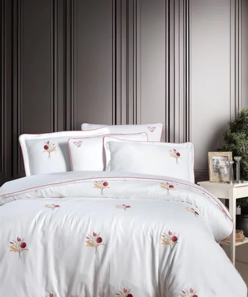 VERO VANNI BRODE SATEN NEVRESİM TAKIMI ÇİFT KİŞİLİK GRANO