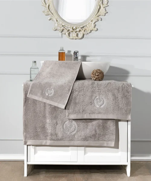 VERO VANNI CUBO NAKIŞLI HAVLU SET BEJ