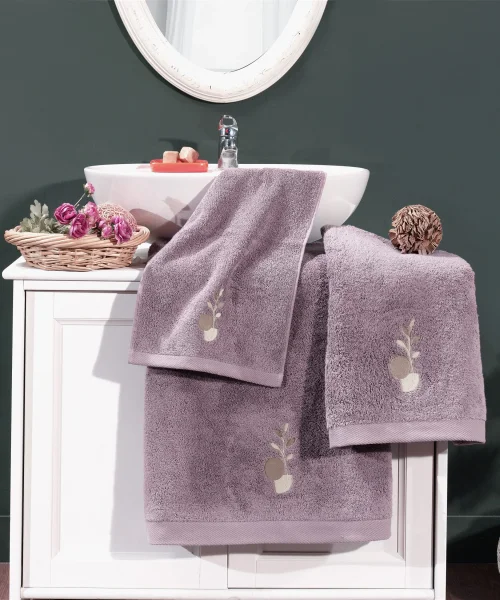 VERO VANNI CUBO NAKIŞLI HAVLU SET LEAF