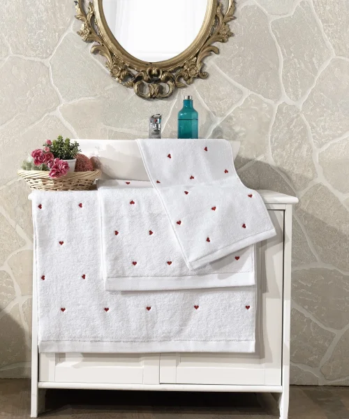 VERO VANNI CUBO NAKIŞLI HAVLU SET LOVE