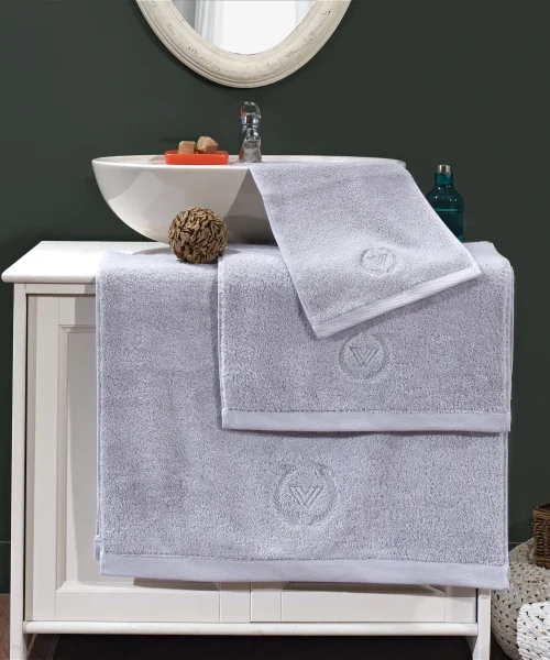 VERO VANNI CUBO NAKIŞLI HAVLU SET GRİ