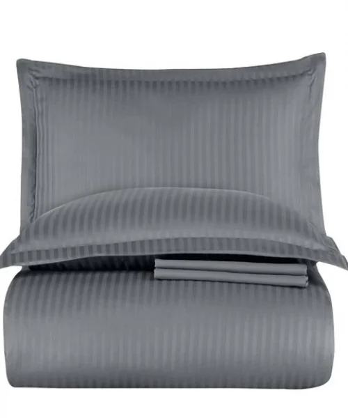 VERO VANNI STRIPE SATEN NEVRESİM TAKIMI ÇİFT KİŞİLİK ANTRASİT