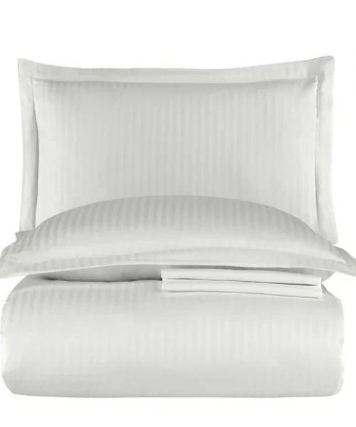 VERO VANNI STRIPE SATEN NEVRESİM TAKIMI ÇİFT KİŞİLİK EKRU