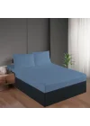 Mavi Renk Pamuk Saten Lastikli Çarşaf Seti 160*200+35