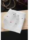 VERO VANNI CUBO NAKIŞLI HAVLU SET 3LÜ / KIRMIZI