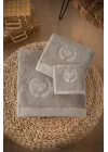VERO VANNI CUBO NAKIŞLI HAVLU SET 3LÜ / VIZON