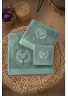 VERO VANNI CUBO NAKIŞLI HAVLU SET 3LÜ / YESIL