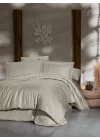 VERO VANNI STRIPE SATEN NEVRESİM TAKIMI ÇİFT KİŞİLİK BEJ