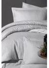 VERO VANNI STRIPE SATEN NEVRESİM TAKIMI ÇİFT KİŞİLİK GRİ