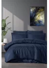 VERO VANNI STRIPE SATEN NEVRESİM TAKIMI ÇİFT KİŞİLİK INDIGO