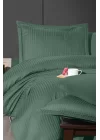 VERO VANNI STRIPE SATIN BETTWÄSCHESET DOPPELBETT GRÜN