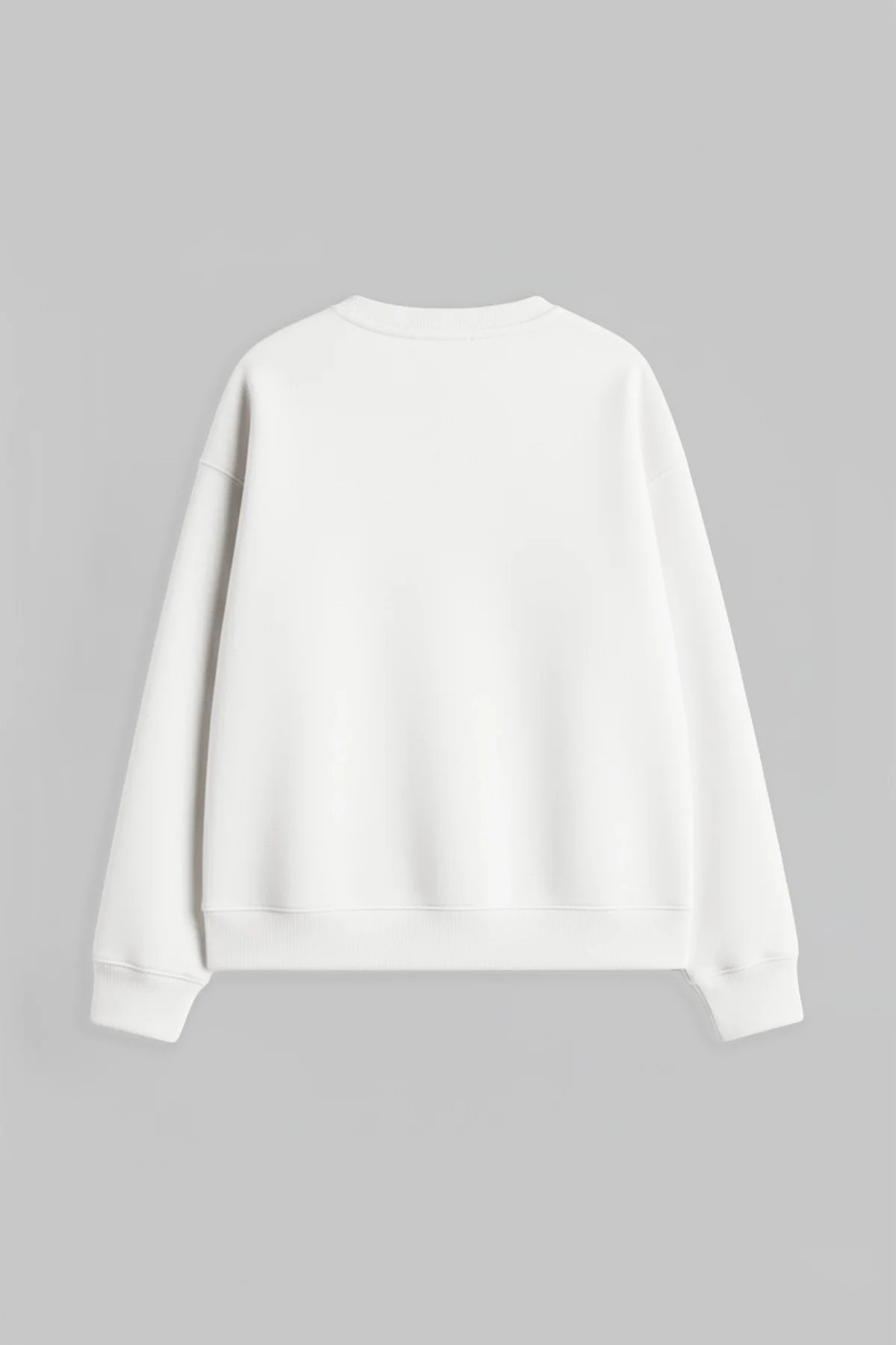 Merry Climb Baskılı Kapüşonsuz Relaxed Fit Beyaz Sweatshirt