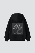 2Pac All Eyez On Me Baskılı Oversize Unisex Premium Siyah Hoodie