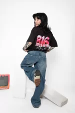 816 Atelier Baskılı Oversize Unisex Siyah Tshirt
