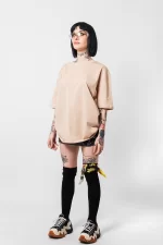 816 Design Bej Basic Premium Oversize Tshirt