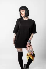 816 Design Siyah Basic Premium Oversize Tshirt