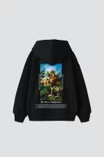 Art Is Supplication Baskılı Oversize Unisex Premium Siyah Hoodie