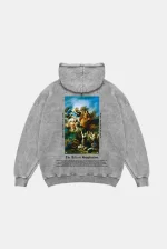 Art Is Supplication Baskılı Oversize Unisex Premium Yıkamalı Beyaz Hoodie