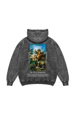 Art Is Supplication Baskılı Oversize Unisex Premium Yıkamalı Siyah Hoodie