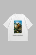 Art Is Supplication Siluet Baskılı Oversize Unisex Beyaz Tshirt