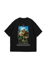 Art Is Supplication Siluet Baskılı Oversize Unisex Siyah Tshirt