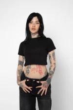 Basic Kadın Siyah Crop Top