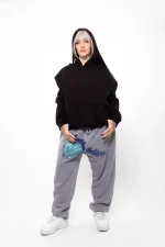 Basic Oversize Unisex Siyah Hoodie