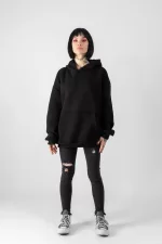 Basic Oversize Unisex Siyah Hoodie