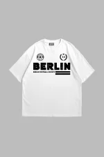 Berlin Baskılı Oversize Unisex Beyaz Tshirt