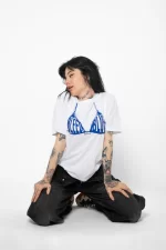 Bleed Blue Baskılı Relaxed Fit Beyaz Kadın Tshirt