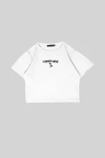 Capricorn Baskılı Beyaz Crop Top