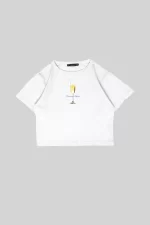 Champagne Baby Baskılı Beyaz Crop Top