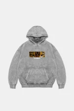 Confident Baskılı Oversize Unisex Premium Yıkamalı Beyaz Hoodie