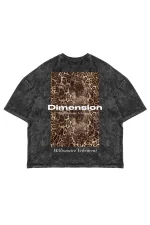 Dİmension Baskılı Leopar Desenli 24/1 Oversize Unisex Yıkamalı Siyah Tshirt