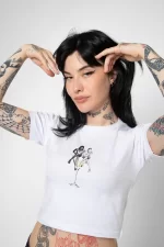 Dirty Martini Baskılı Beyaz Crop Top