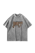 Dominate Baskılı Oversize Unisex Yıkamalı Beyaz Tshirt