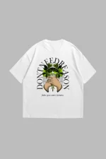 Dont Need Reason Baskılı Oversize Unisex Beyaz Tshirt