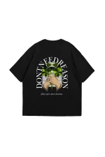 Dont Need Reason Baskılı Oversize Unisex Siyah Tshirt