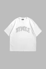 Favela Taş Baskılı Oversize Unisex Beyaz Tshirt