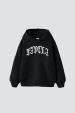 Favela Taş Baskılı Oversize Unisex Siyah Hoodie