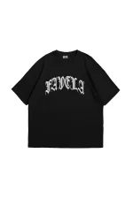 Favela Taş Baskılı Oversize Unisex Siyah Tshirt