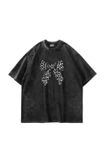 Fiyonk Leopar V2 Baskılı Oversize Unisex Yıkamalı Siyah Tshirt