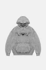 Forget Hologram Baskılı Oversize Unisex Premium Yıkamalı Beyaz Hoodie