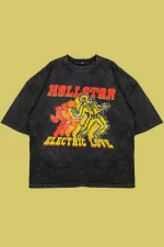 Hellstar Baskılı Yıkamalı Siyah Oversize Unisex Tshirt